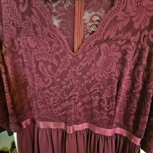 Elegant Lace Wedding Dress in Rich Burgundy